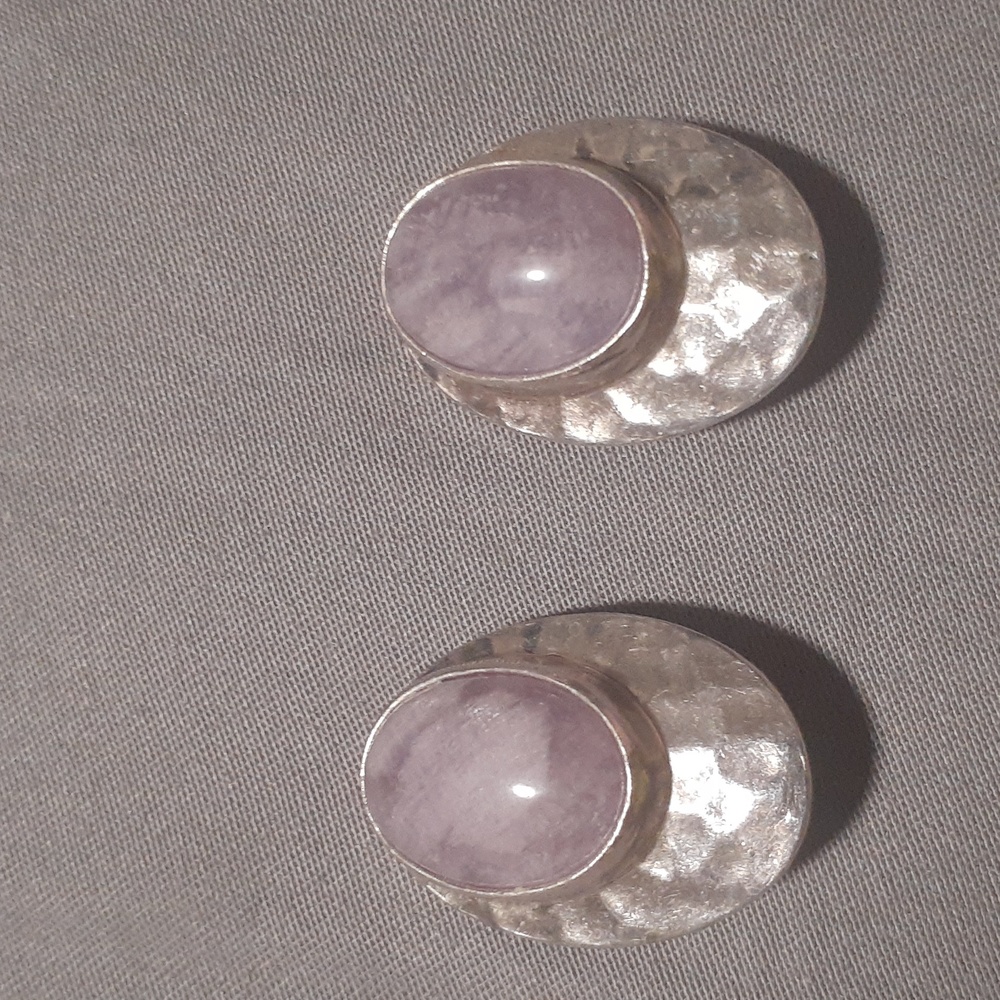 Rose quartz and 925 Sterling clip on earrings